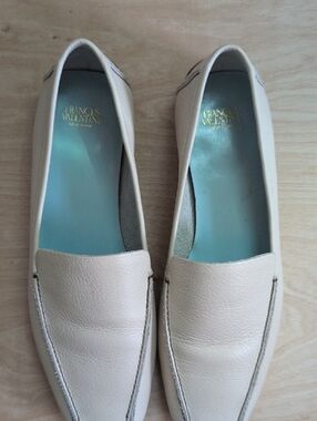 Frances Valentine Elyce Loafer Women's Cream Leather Loafers Sz 8.5 Square Toe